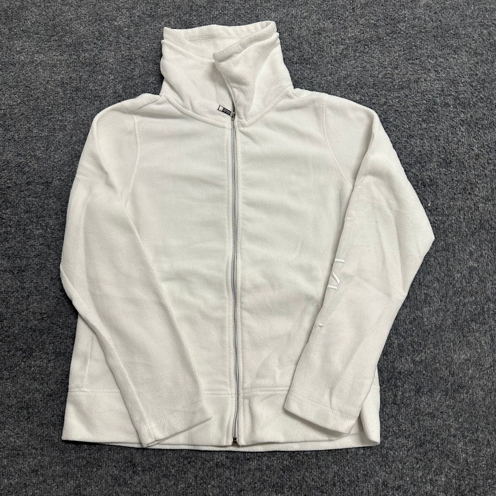 Calvin Klein Jacket Womens Size S White Fleece Full Zip Mock Neck Athletic Logo